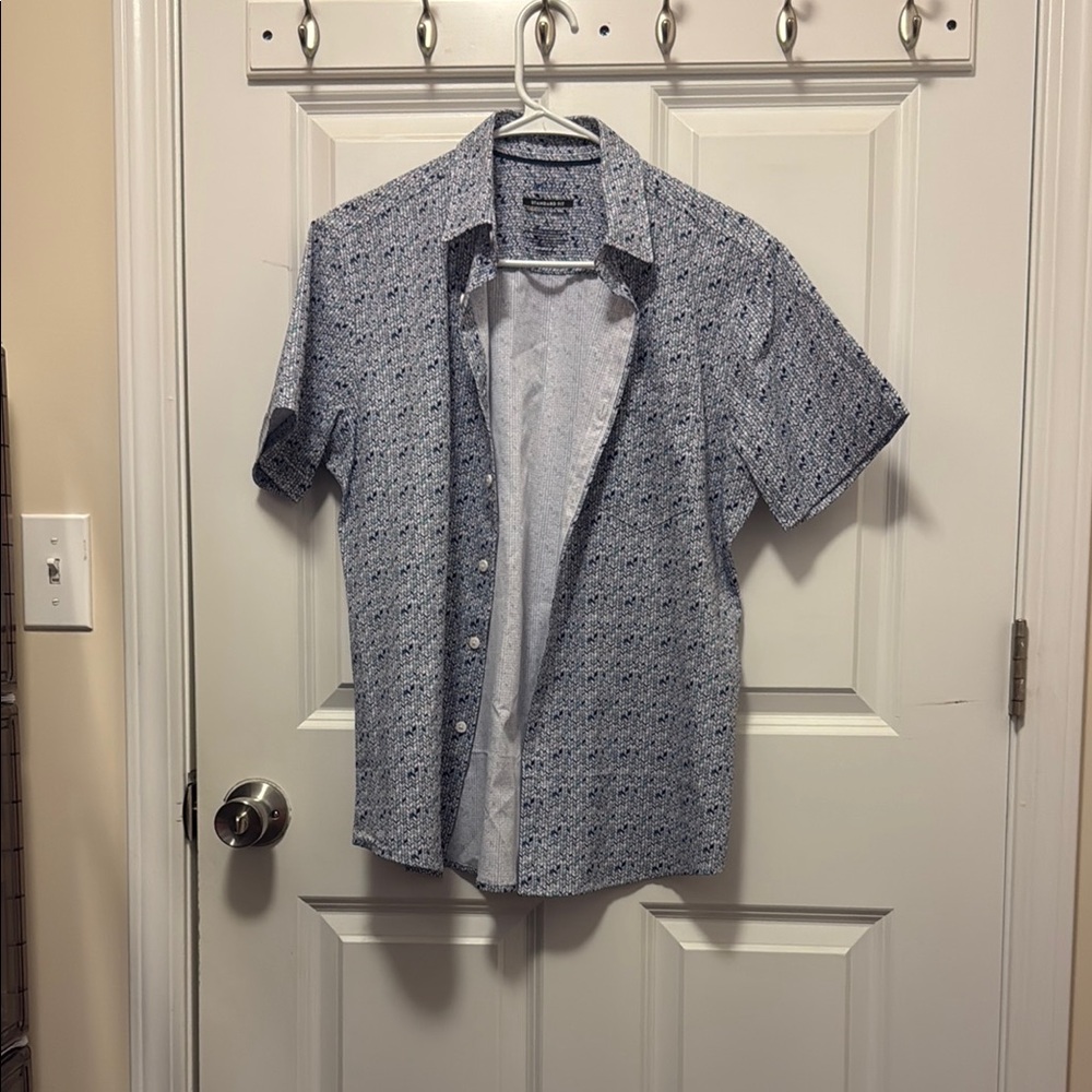 Light Blue Textured Button Down Shirt for Casual Wear